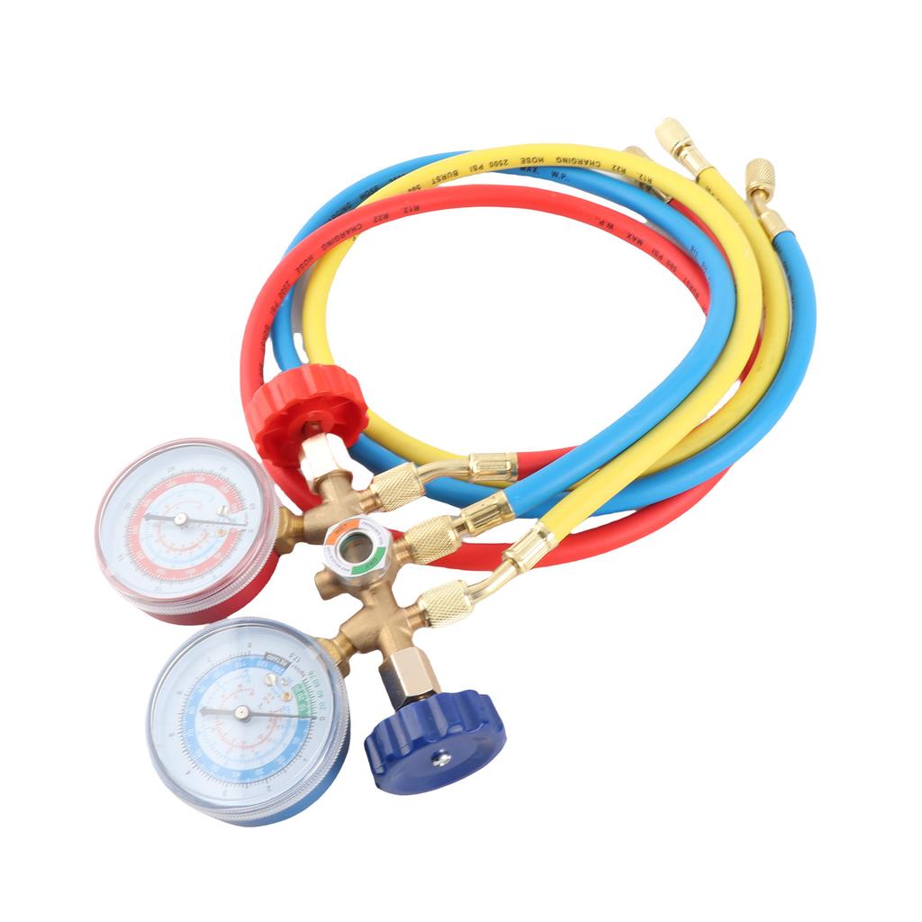 Refrigerant Manifold Gauge Air Conditioning Refrigerant Charging Hoses with Gauge for R12 R22 R404A R134A