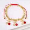 Hot Sale Cute Cherry Strawberry Pendant Copper Bead Chain Bracelet High Quality Crystal Zirconia Fruit Jewelry For Daily Wear