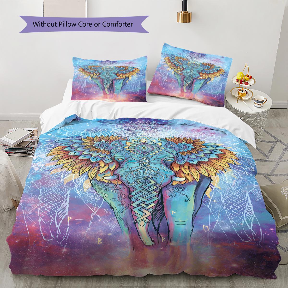 

Abstract Elephant Pattern Bedding Quilt Set Quilt Cover Pillowcase Home Decoration Gift (1 * duvet cover + 2 * pillowcase, without core) 135x200cm