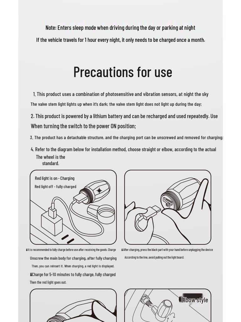 Inteligentne światła do opon i kół z podwójnym czujnikiem Wiatr Ogień
