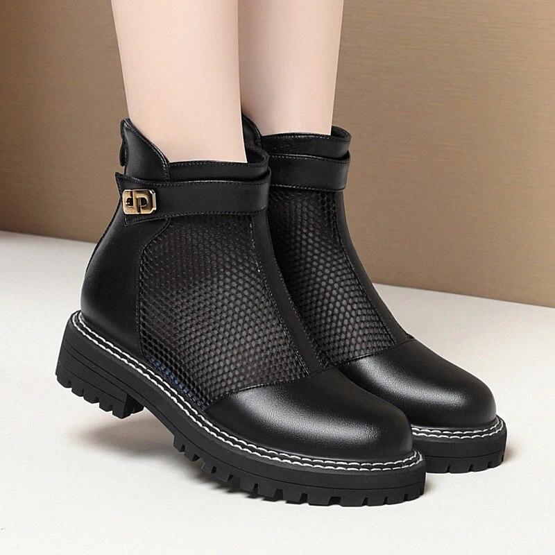 Female Summer Boots British-style Casual Women Mesh Boots Fashion Ladies Shoes