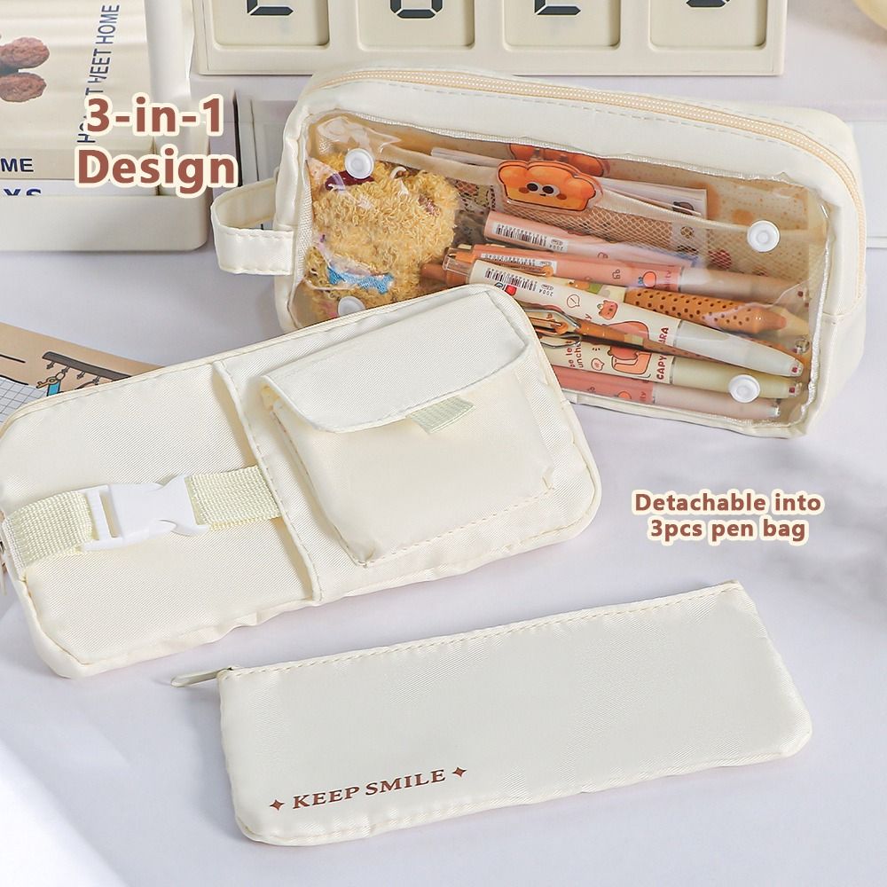 Detachable Pencil Case 3-in-1 Pen Pouch Durable Pen Bag  Students Gift