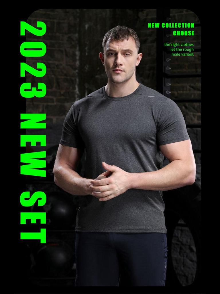 Lulu Men's Quick-Dry Sports T-Shirt - Elastic, Breathable, Large Size, Round Neck, Short Sleeve, Custom Logo.