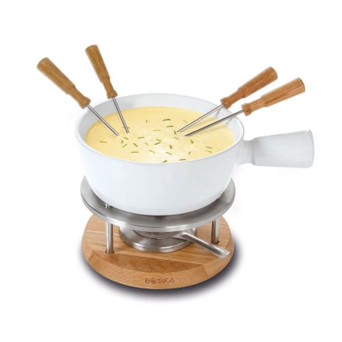 BOSKA Fondue Pot, White, 290 X 225 X 190mm, 1L, for Cheese Fondue, 4 People, Bianco, 340029