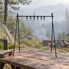 Foldable Camping Rack with Hanging Hooks Compact Triangular Freestanding for