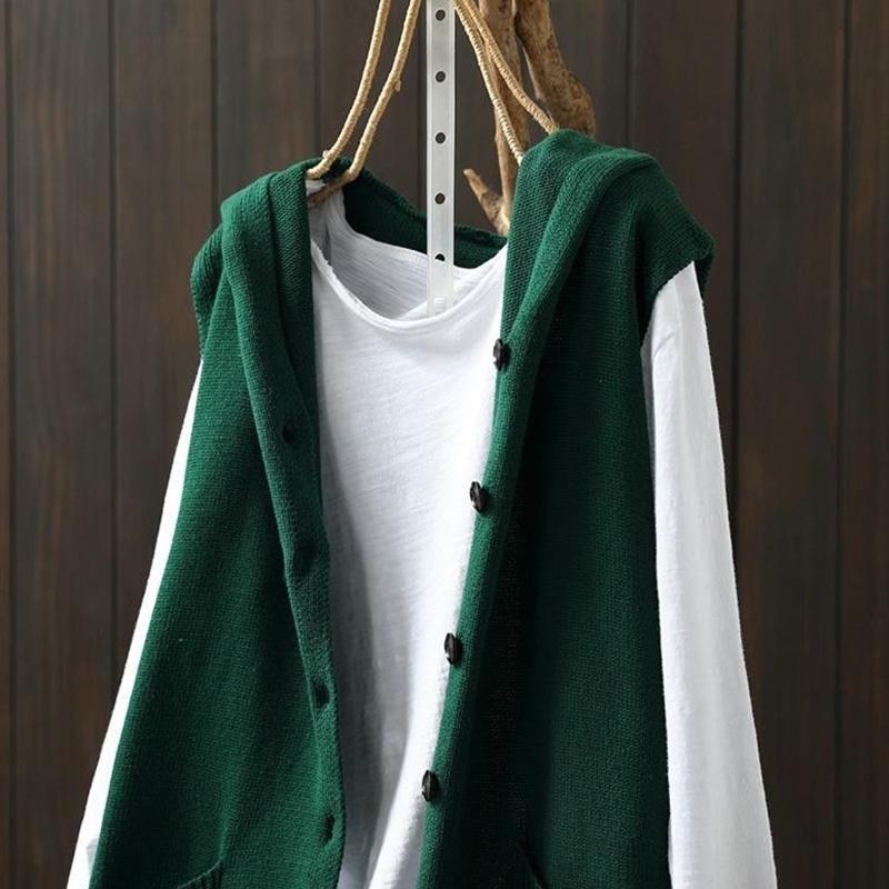 Weste für Damen Ärmellose Pullover Tops Gestrickte Unifarbene Kapuzenweste Oversize Locker Vielseitig Lässige Ärmellose Weste Top