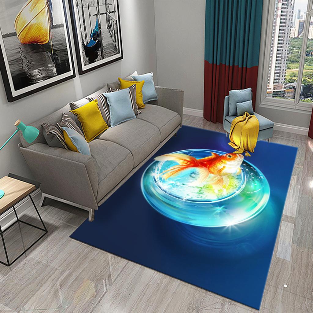 Living Room Kitchen Bedroom Entrance Rug Home Gift Cute Dreamy Goldfish Rug Bathroom Non-Slip Rug Mat