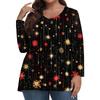 Women's Fashionable Casual Long Sleeved Plus Size  Print Top Plus Size Floral Print Top