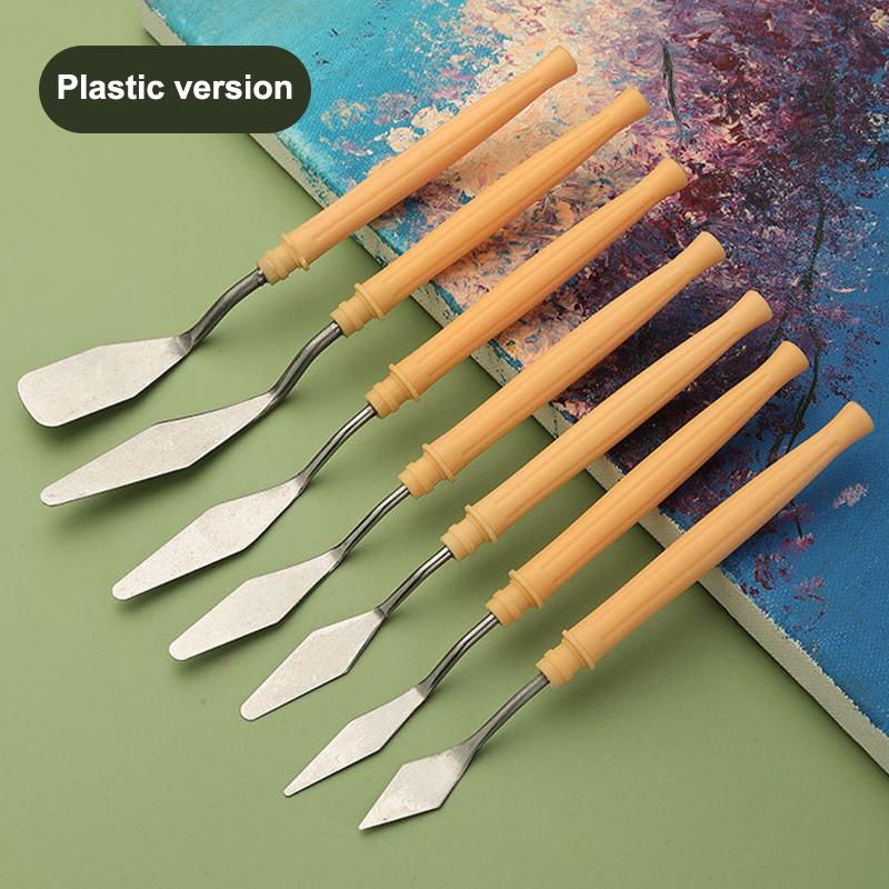 7 ks/Sada nerezových špachtlí na olejomalbu Umělecké nástroje Špachtle Paletový nůž Míchací nůž na olejomalbu Stěrka Umělecké nástroje