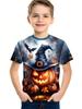 Halloween   Kids Clothes Cute Pumpkin Spooky Leaves 3D Print Casual O-Neck Short Sleeve Quick-Dry Boy T-Shirts for Children