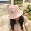 Summer Outdoor Big Eaves Sunshade Sunscreen Dopamine Cute Plaid Bucket Hat Female