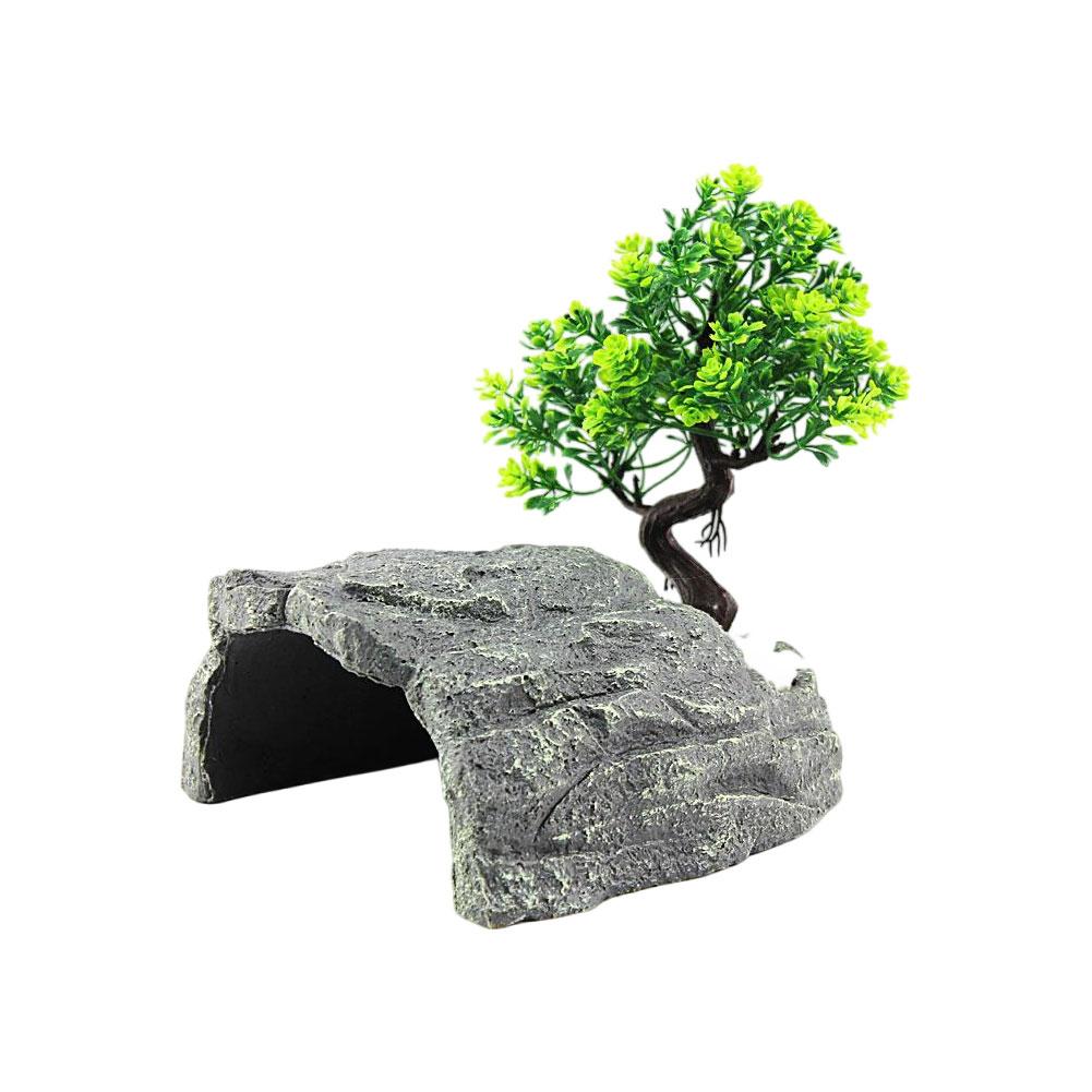 Turtle Hiding House Simulation Cave With Basking Platform For Reptiles Gecko Salamander Frog Safe Durable Anti Bite Decoration