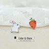 Cute Asymmetrical Rabbit Carrot Earrings - 925 Silver, Simple, Fun Design for Students and Girls