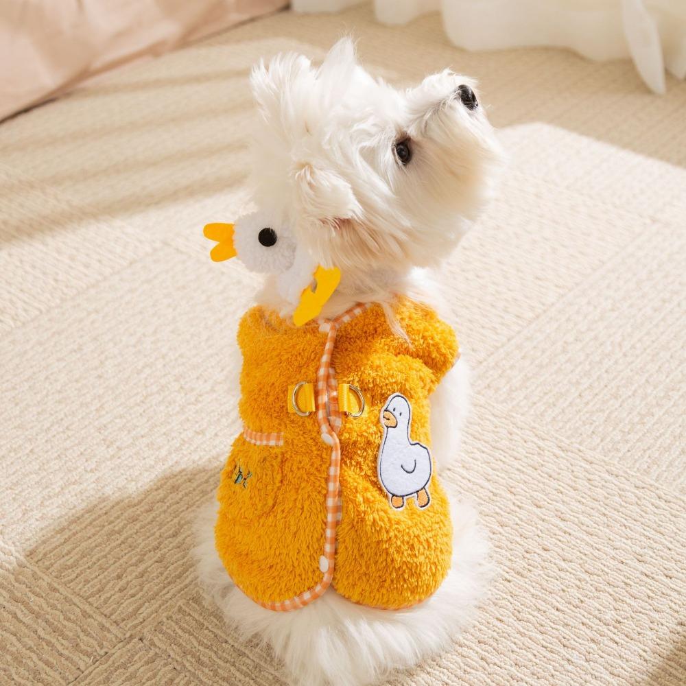 Cartoon Bear Puppy Coat Scarf Set Cotton Warm Autumn Winter Puppy Clothes Comfortable Double-faced Pile Dog Vest Jacket