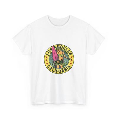 Los Angeles Kalifornien Surfer T-Shirt, Dame hält Surfbrett, Meeres-Vibes