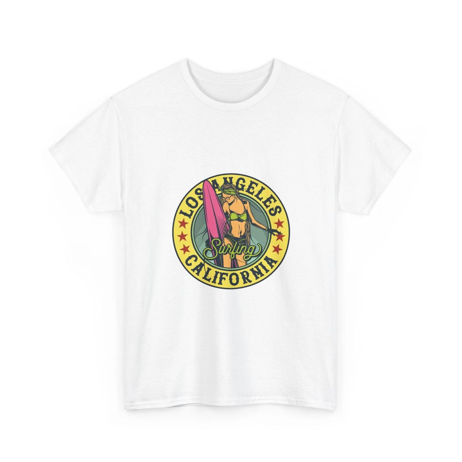 

Лос-Анджелес Калифорния Футболка для серфинга, Девушка с доской для серфинга, Атмосфера океана M