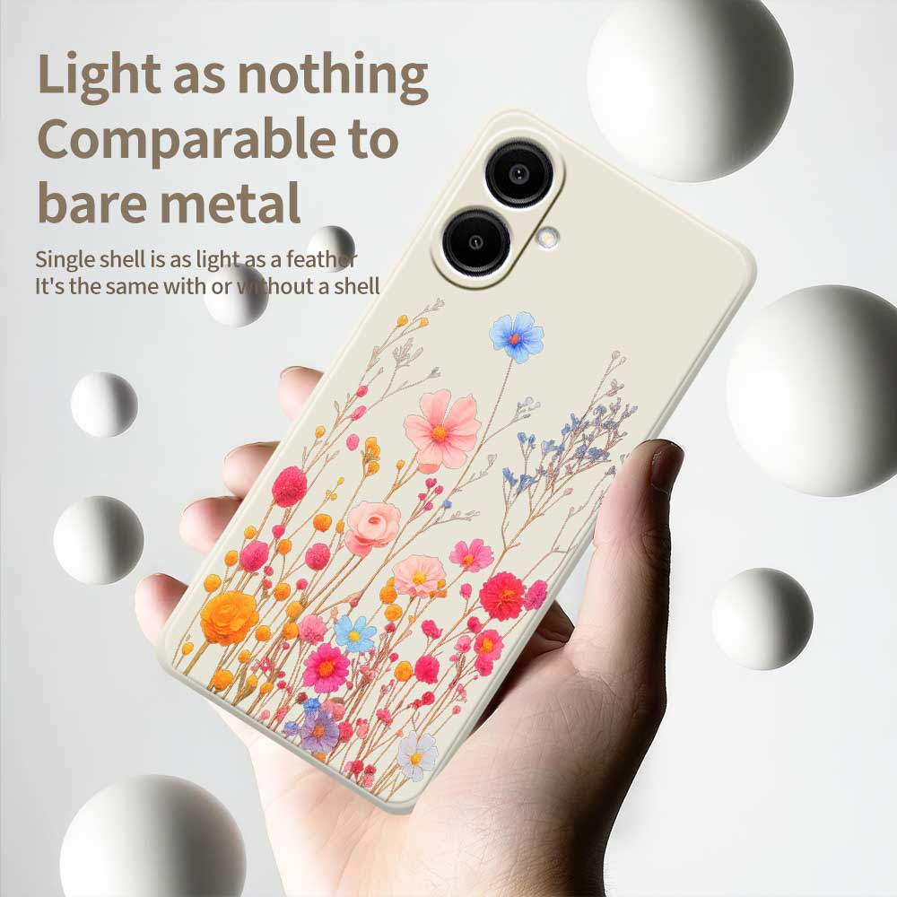 For Samsung Galaxy A07 4G Case Flower Branches Pattern Printing Straight Edge TPU Phone Back Cover