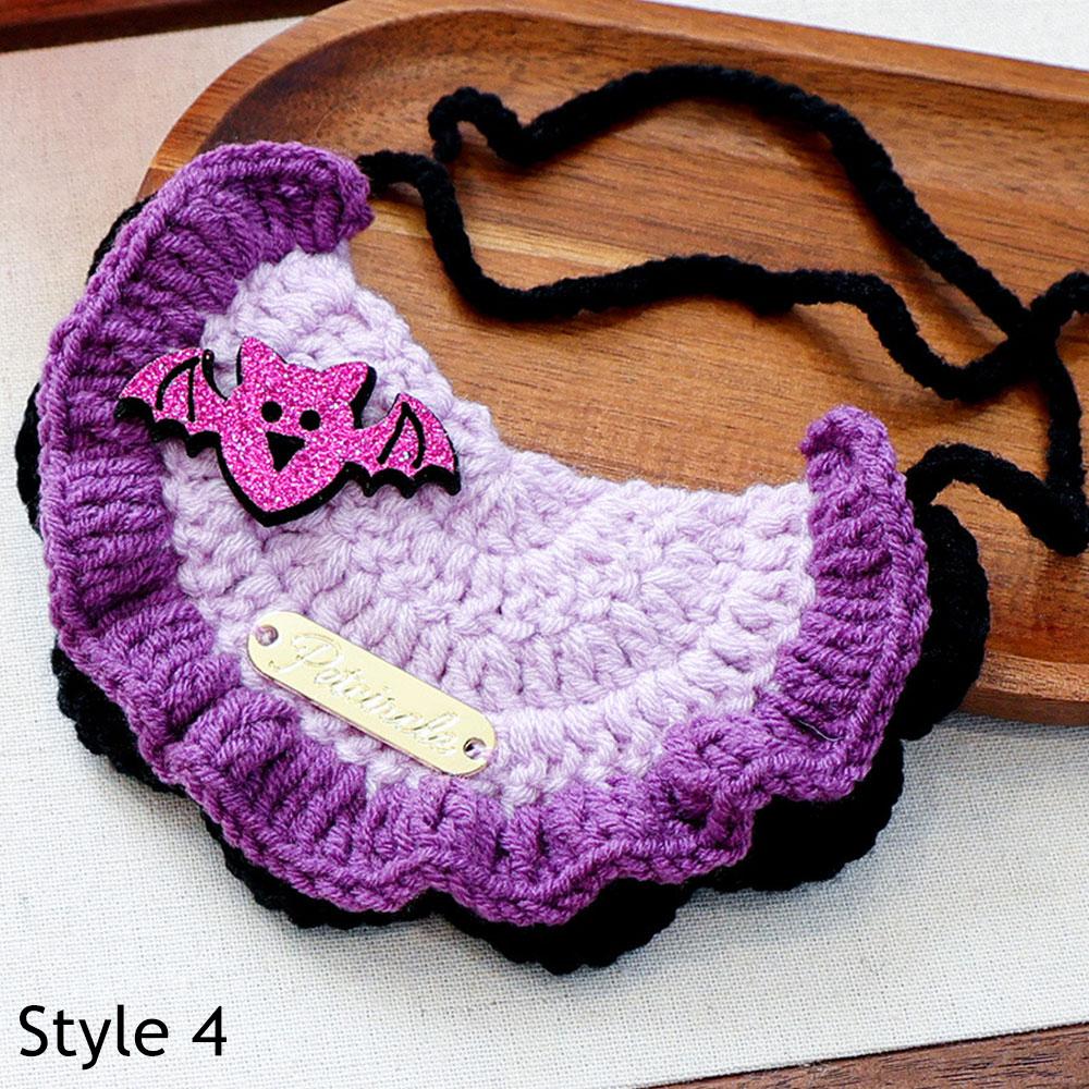 Halloween Pet Collar Handmade Crochet Knitted Cat Dog Collar Cute Adjustable Soft Costume Accessories For Small Dogs Cats