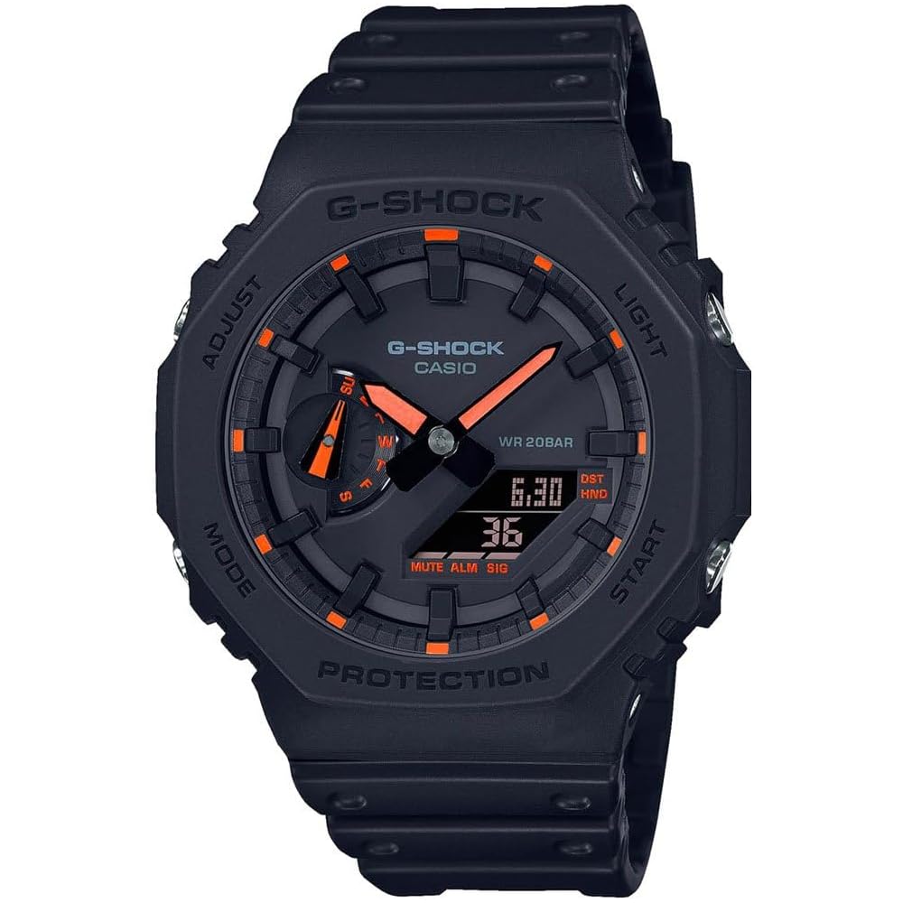 Casio G-Shock GA-2100-1A4ER Quartz Watch Men s Black Orange Neon Accents