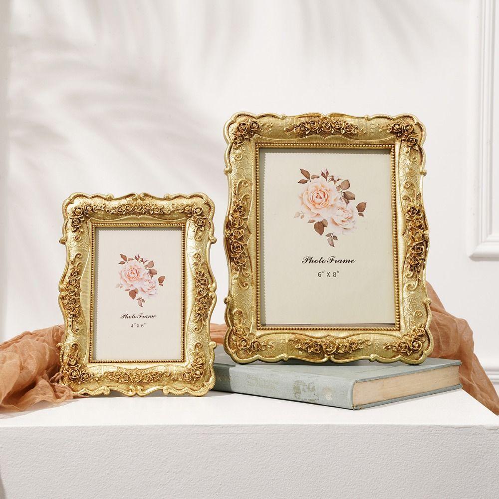 Elegant Vintage Picture Frame Resin Ornate Details Gold Antique Frame Retro Style Exquisite Victorian Photo Frame Anniversary