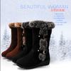 New Winter Women Boots Casual Warm Fur Mid-Calf Boots Shoes Women Slip-On Round Toe Wedges Snow Boots Shoes Muje Plus Size 42
