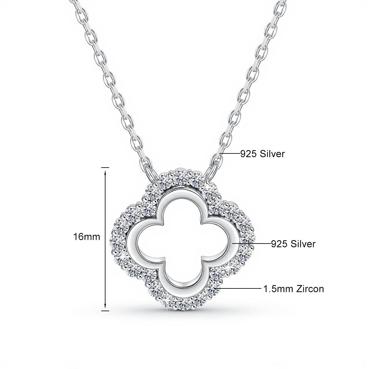 925 Silver Lucky Four-leaf Clover Moissanite Necklace Temperament Ladie Jewelry Red Corundum Gold Plated Solitaire Choker