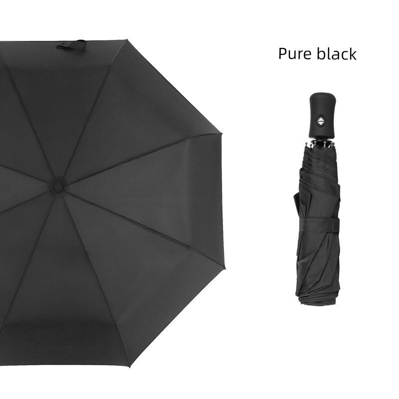 12-Rib Black Rubber Fully Automatic Folding Umbrella for Sun and Rain, Bulk Quantity, 70% off Sunshade Umbrellas with Logo Printing, Gift and