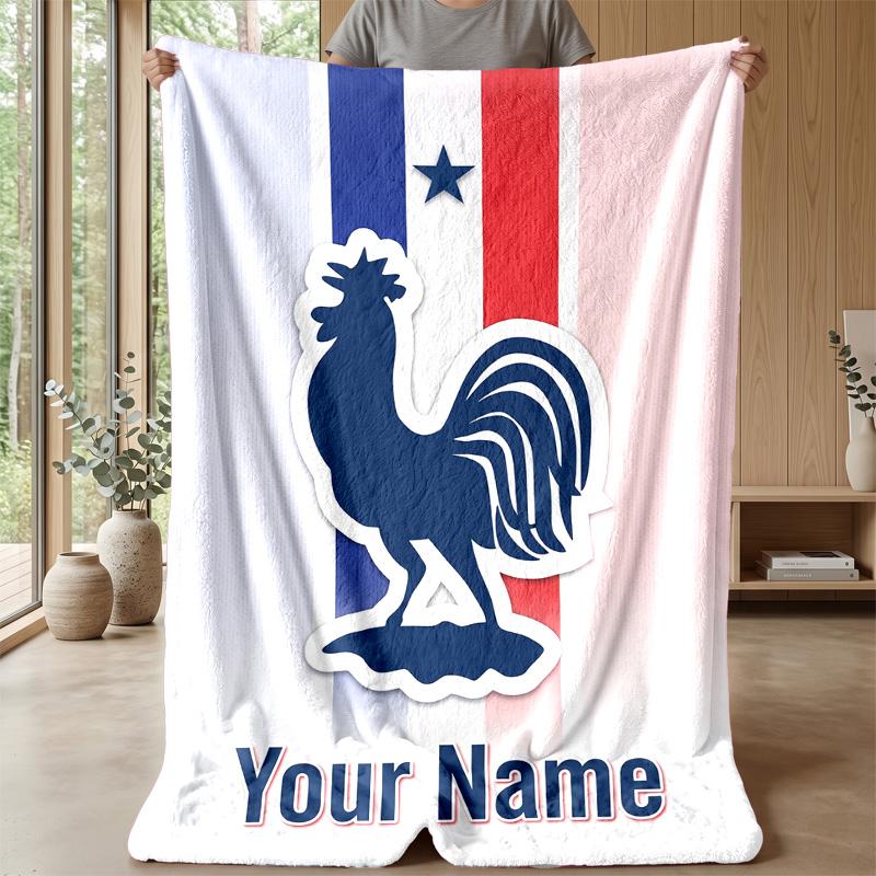 Custom Text Flannel Throw Blanket, Lightweight Cozy Bed Sofa BlanketFrance National Football Team