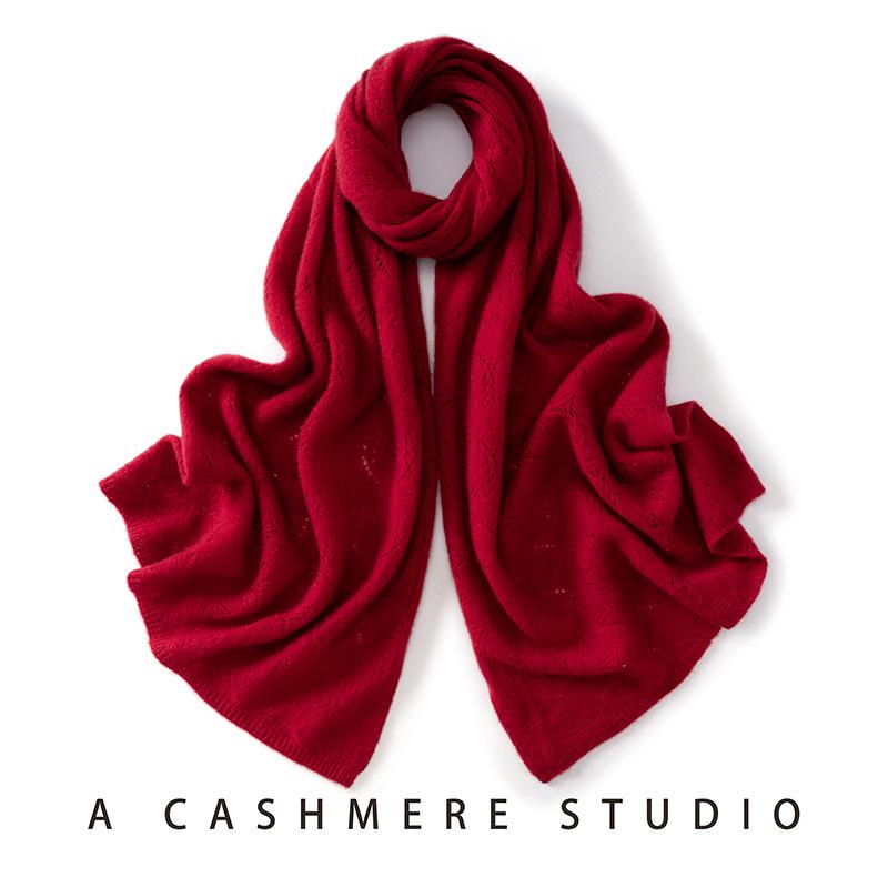 Women's 100% Pure Cashmere Scarf: Versatile, Warm, and Simple Solid Color for Autumn/Winter Neck Protection.