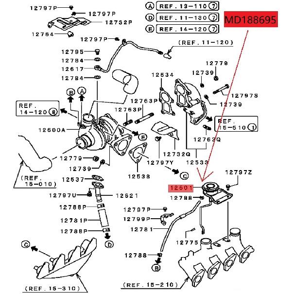 MD188695 Turbocharger Waste Actuator Valve MD115803 for L200 Triton Pajero Sport 4D56 MR187610 MB187610
