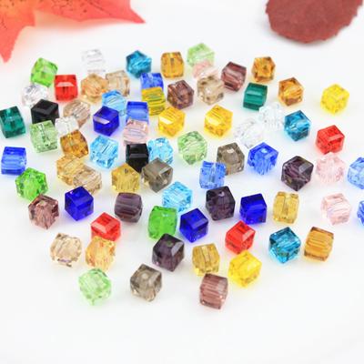 6mm Straight Hole Cubic Square Beads, Sugar Glass Crystal Scattered Beads DIY Jewelry Accessories Bead Material