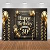 30th Birthday Party Decorations 30 Years Old Backdrop Supplies Black Gold Balloons Glitter Background Banner Photography Props