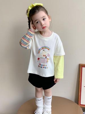 Girls' Long-Sleeve Fashion Top - Spring/Autumn 2025, New Style for Little Girls & Medium Children