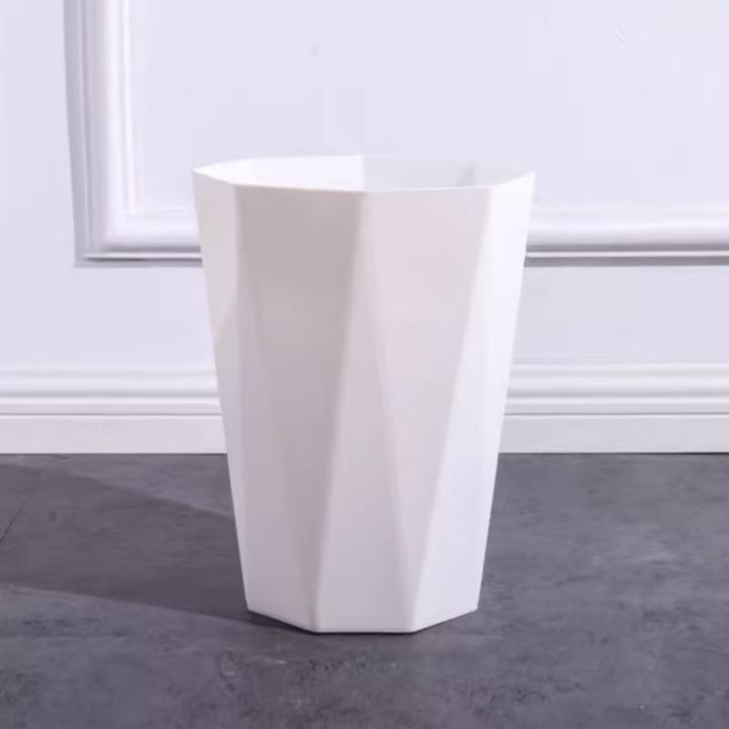 

1pc White Diamond Shaped Trash Can Open Clean Creative Rhombus Recycling Bin Nordic Style Diamond Pattern Waste Basket - Fashionable Opening Design білий