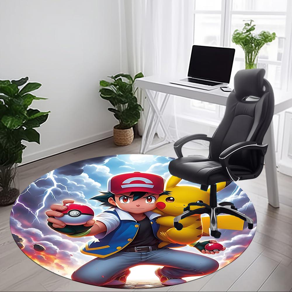 1pc Pokémon, Pikachu Chair Carpet for Office, Non slip, Soft and Durable Office Rug
