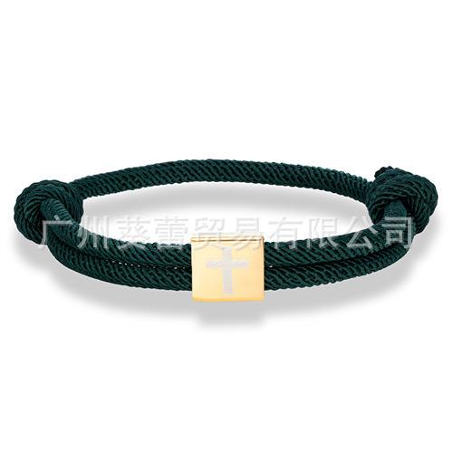 Classic Cross Milan Rope Hand Rope Stainless Steel Gold Square Buckle Cross Adjustable Easter Bracelet