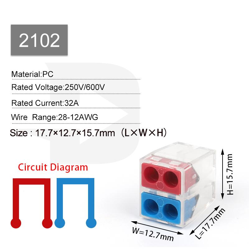 Quick Wire Connectors Compact Mini  Wiring Cable Conector For Home Junction Box Conductors Push-in Terminal Block AWG 28-12