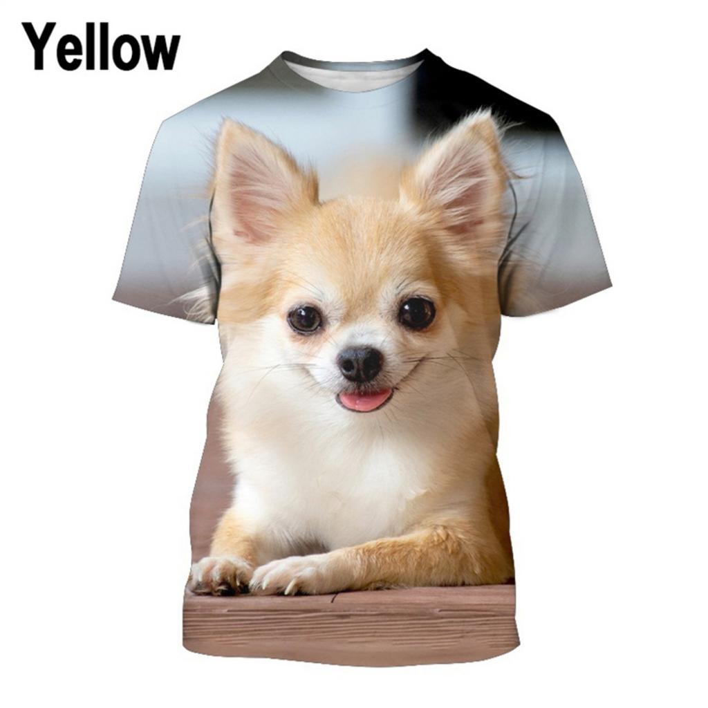 Chihuahua Dog T-Shirt 3D Printed Dog T-Shirt Fun Short Sleeve Cute Top for Boys