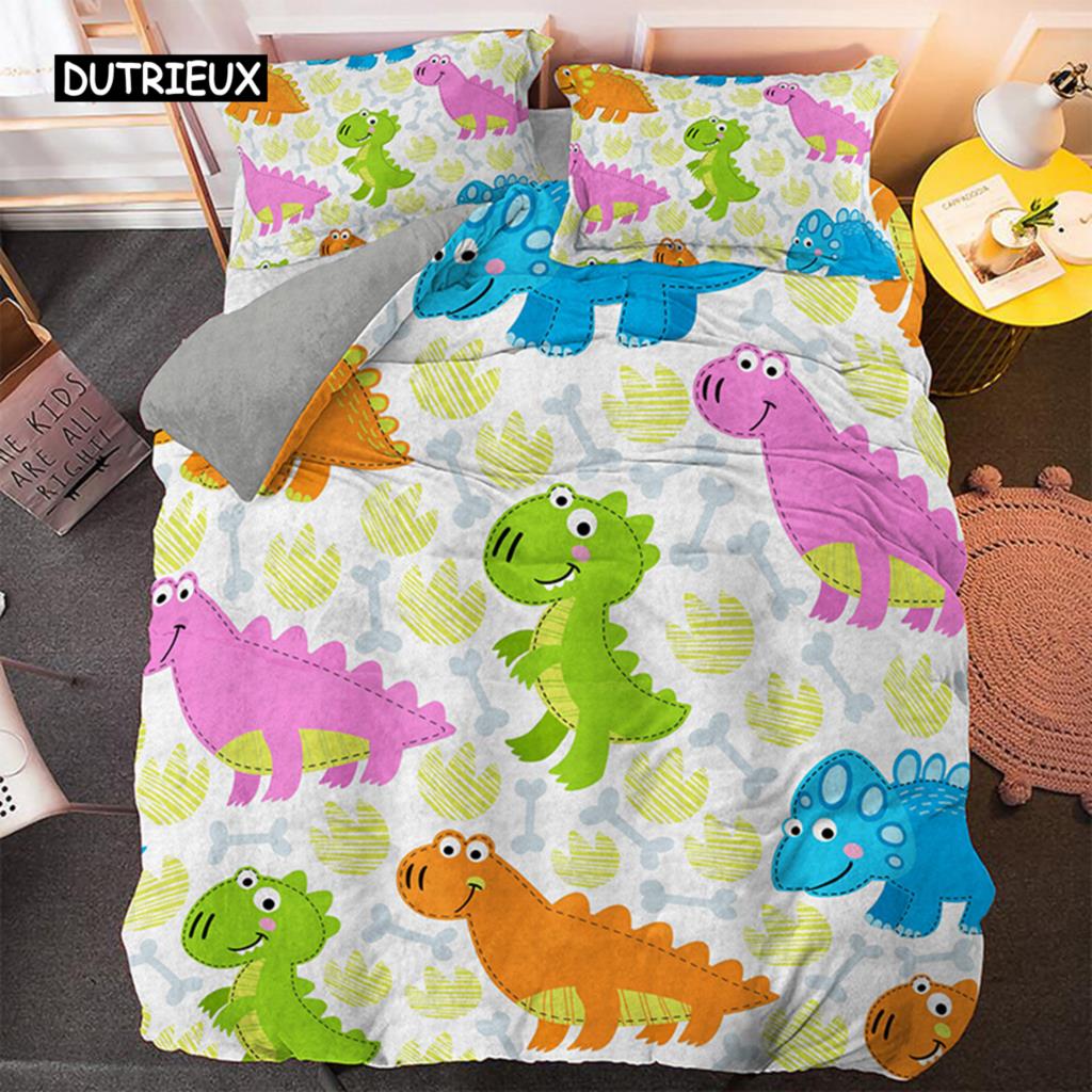 

SkinFriendly Trendy Single 3d Dinosaur Family For Kids Cartoon Printed Bed Boys Size Bedclothes Quilt Comforter (quilt)-EU Single(135*200cm)3pcs
