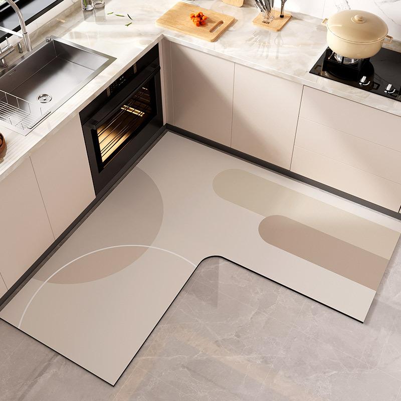 100*100CM L-shaped Diatom Mud Corner Water-absorbing Floor Mat, Household Water-absorbing, Oil-absorbing and Anti-slip Kitchen Mat