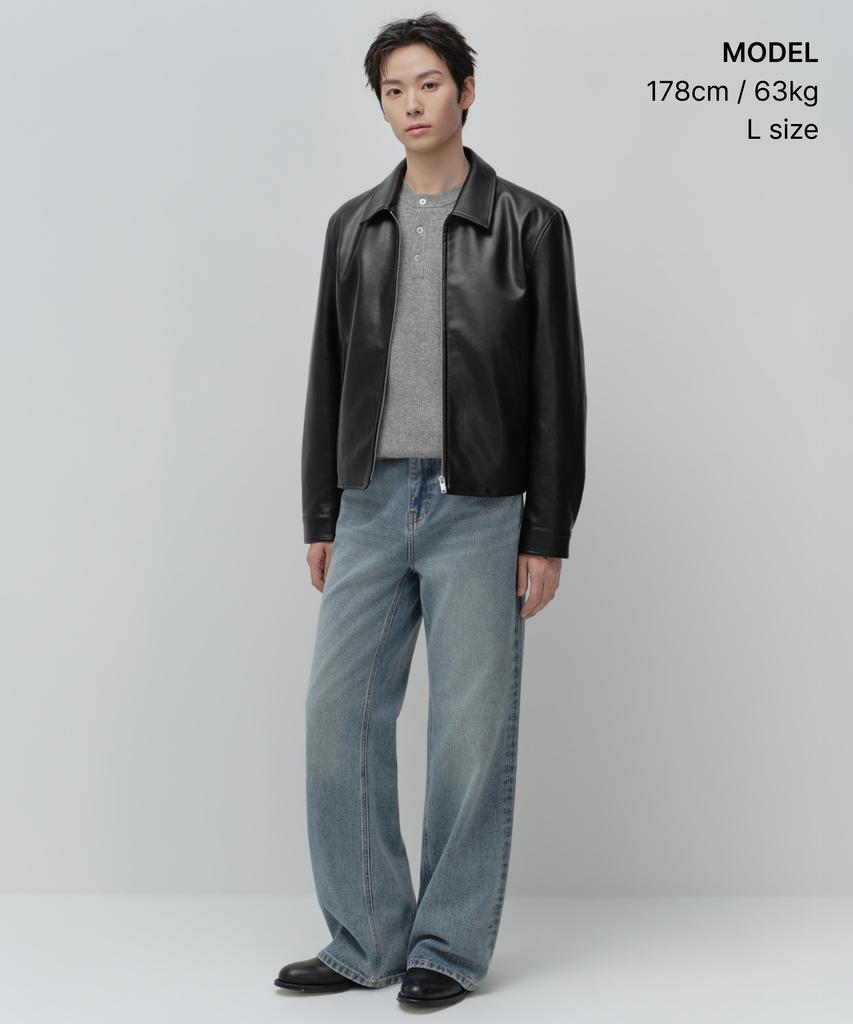 MUSINSA STANDARD Synthetic Leather Single Jacket [Black]