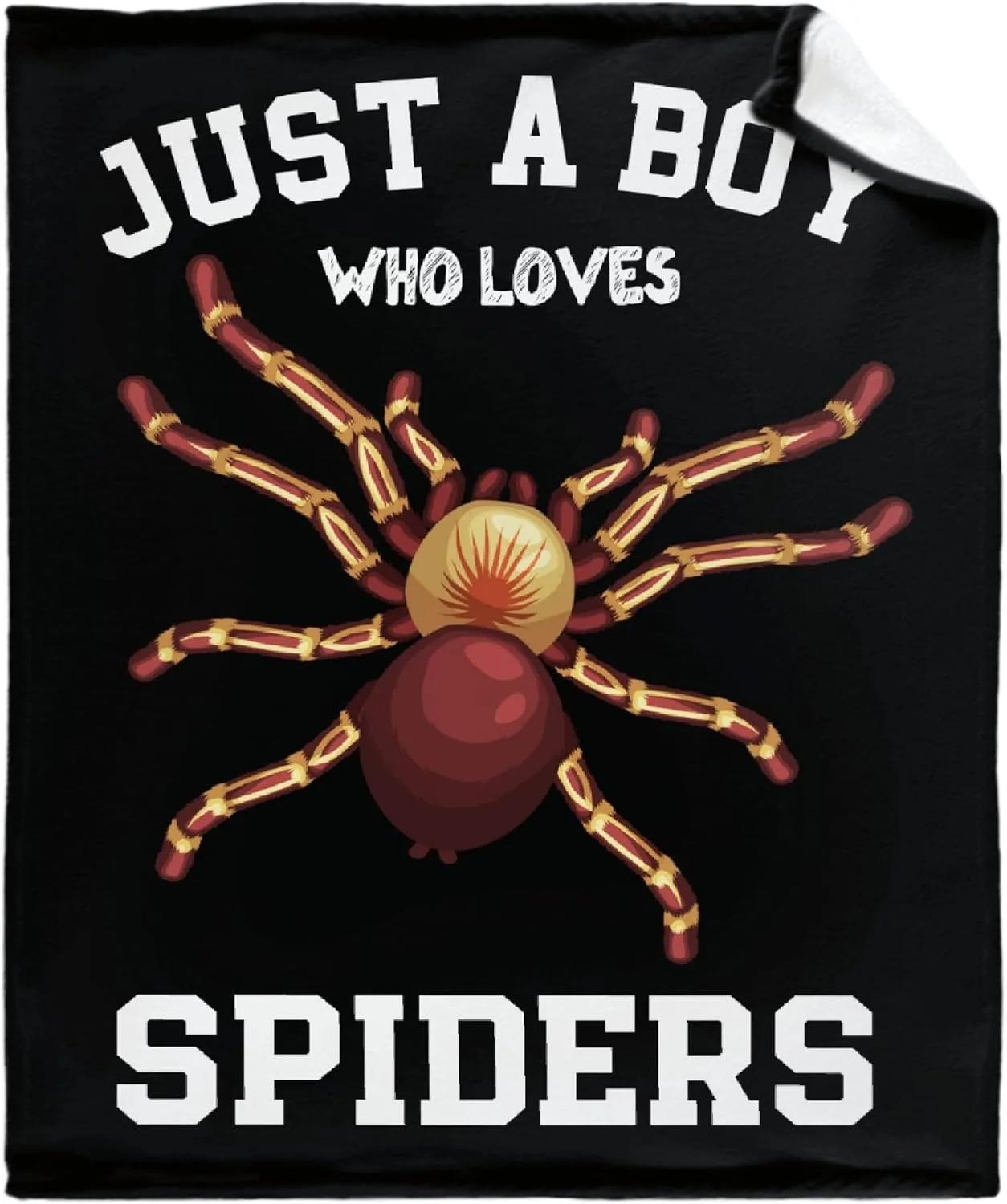 

little boy who loves spiders Flannel printed blanket suitable for all seasons suitable for living room office sofa and travel 75x100cm (30x40inch)