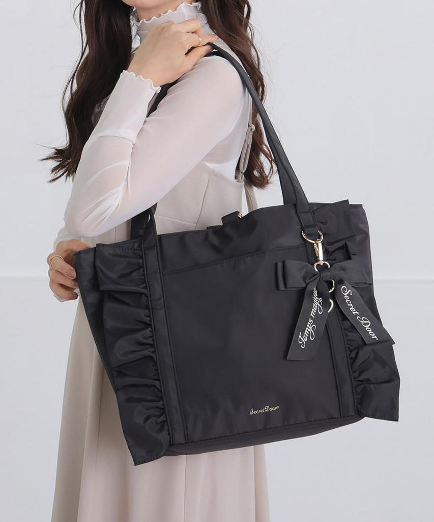 SecretDoor Black Tote Bag for Women, Large Tote Bag, Shoulder Bag, Large Capacity, Fits A4 Size, Stylish and Cute Bag for Women and Women, Perfect