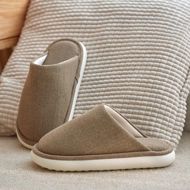 Japanese autumn cloth bottom slippers silent home non-slip couple soft bottom indoor home cloth slippers home cotton slippers