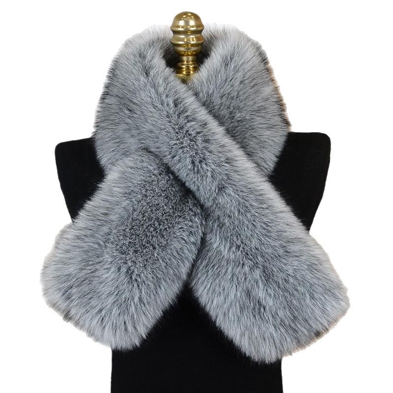 2025 Women's Double-Sided Faux Fox Fur Scarf - Thick, Warm, & Elegant for Autumn/Winter