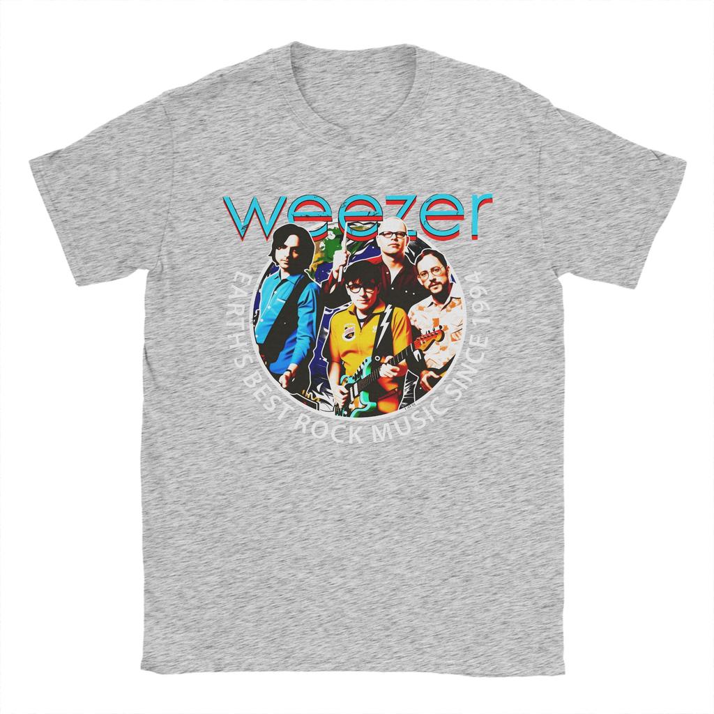Weezer Band Mens T Shirts Novelty Tee Shirt Short Sleeve Round Neck TShirts Pure Cotton Big Size Clothing