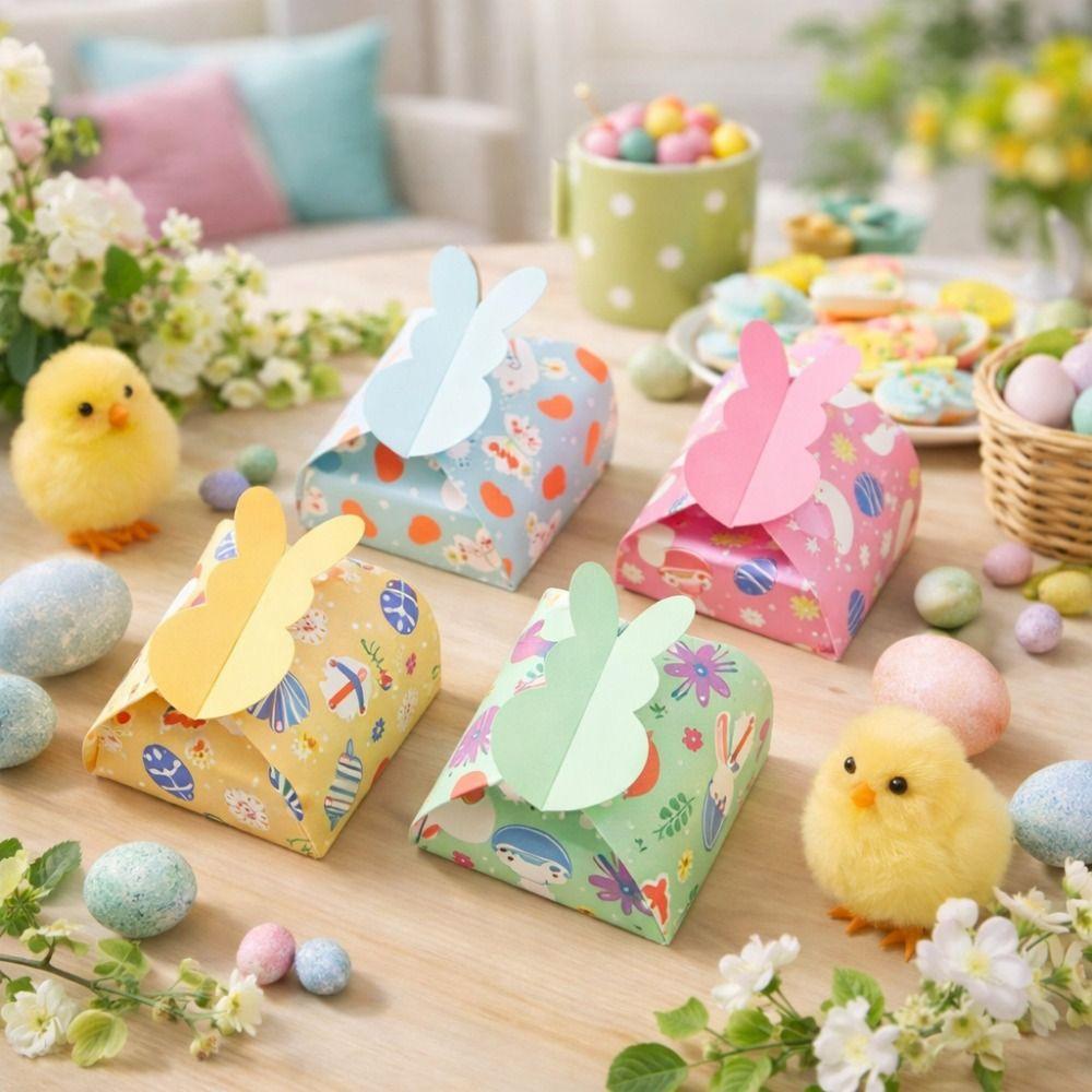 12 Pieces Cute Easter Paper Candy Box Empty Thickened Bunny Eggs Party Box Large Capacity Unique Gift Packaging Box Birthday