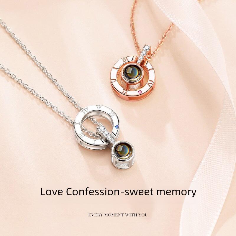 Original Design Ferris Wheel Love Memory Necklace with "I Love You" Projection Stone for Valentine's Day