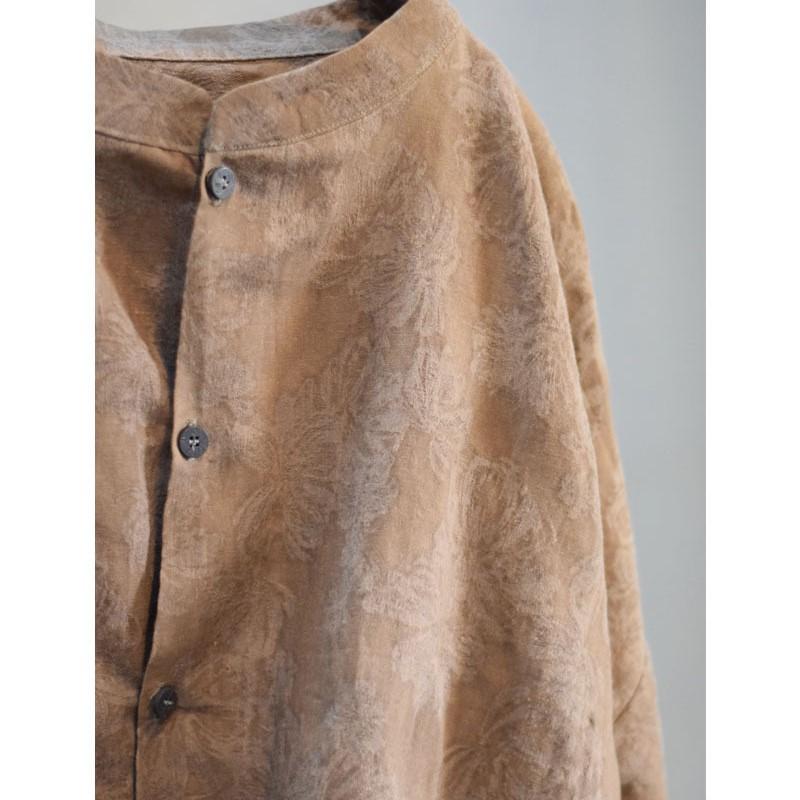 Johnature Dámská jarní prací košile s dlouhým rukávem, žakárová vintage jednořadá košile