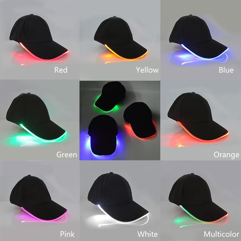 LED Baseball Lys Caps Lysende Partyhatt Klubb Hip Hop Mote Glød Blink Reise